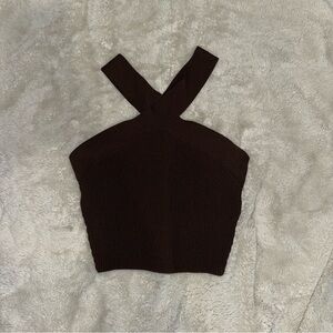 Babaton Brown Fitted Crop Tank Top